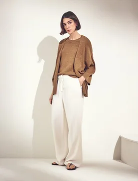 Pantalón estilo pijama de mujer en color liso - Woman El Corte Inglés - FashionsVida