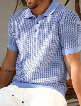 New Fashion Mens Knit Polo Shirt Short Sleeve Turndown Collar Golf Shirts Business Casual Polo Tees Men Summer Tops - Aliexpress - FashionsVida