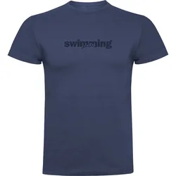 Word Swimming Short Sleeve T-shirt Denim Blue 3XL Men