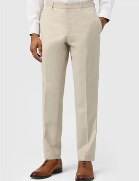 Mens Flat Fronted Slim Fit Suit Trousers In Ecru Wool - Size 40r - Ted baker - FashionsVida