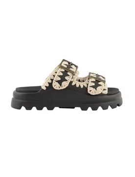 Sandali donna - eva one-piece slide two buckle - nero - Mou - FashionsVida