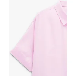 Camisa de mujer 100% viscosa de manga corta en liso