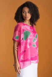 Women's Printed Kimono Top in Pink Size: Medium - Pink - Size: M
