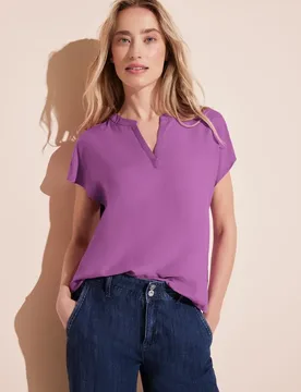 Blusenshirt in Unifarbe female Lila - Street One - FashionsVida