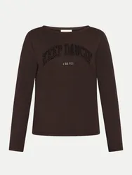 Langarmshirt mit Schriftzug Braun 42