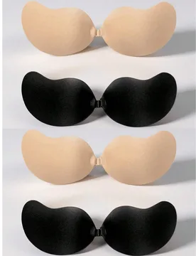 Par de Sujetador Adhesivo Tipo Recogido: Cubrepezones de Silicona sin Espalda, Sujetador Autoadhesivo sin Tirantes con Forma de Mango, Sujetador Invis - Shein - FashionsVida
