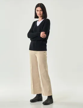 Pantaloni cinque tasche color corda in velluto a coste di cotone stretch - Bonheur - FashionsVida