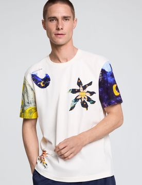 Camiseta estampada cosmos, Hombre, Algodon, Blanco, S