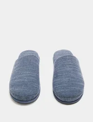 Linen Striped Mule Slippers Mid Blue male