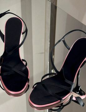 Sandalias de tacón alto de satén con punta cuadrada y adorno de strass, zapatos de vestir con tira de tobillo sexy para mujer, atuendos de primavera