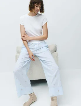 Cotton Modal Seersucker Pyjama Bottoms Blue Mix female - M&S - FashionsVida