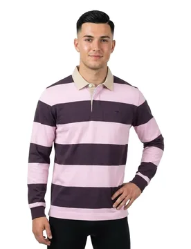 Polo A Maniche Lunghe 16021363 Aubergine 3XL - Fynch Hatton - FashionsVida