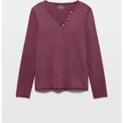 Camiseta manga larga de mujer con botones strass