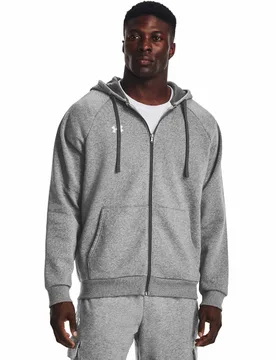 Rival Fleece Cotton Rich Zip Up Hoodie Light Grey male - Under armour - FashionsVida