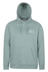 Regional' Mens Cornwall Graphic Overhead Hoodie Drawcord Warm Cosy Pullover Olive Cotton - Size Small