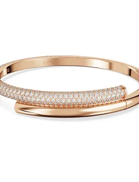 Bracciale rigido Dextera, Chiusura magnetica, Bianco, Finitura oro rosa 18K M - Swarovski - FashionsVida