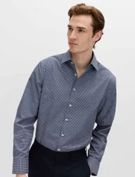 Regular Fit Easy Iron Cotton Blend Shirt Blue Mix male