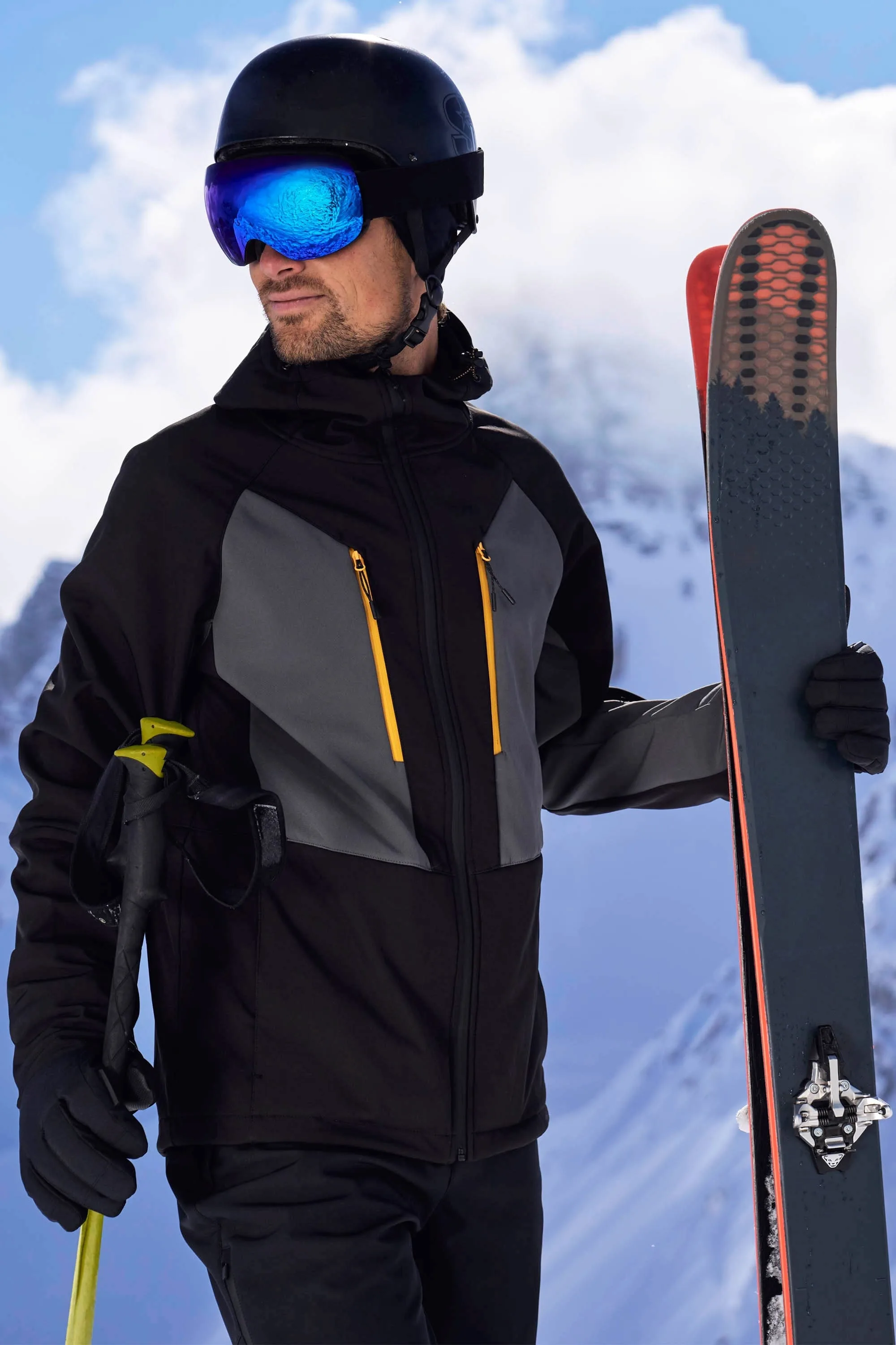 Axis Extreme Mens Softshell Ski Jacket - Black - Mountain Warehouse - FashionsVida