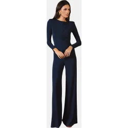 Mono con cuerpo fruncido y pierna palazzo