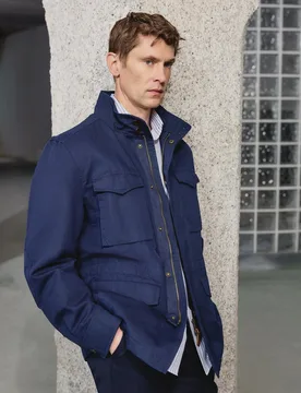 Field jacket ligera de hombre con mezcla de algodón - lino - Emidio Tucci - FashionsVida