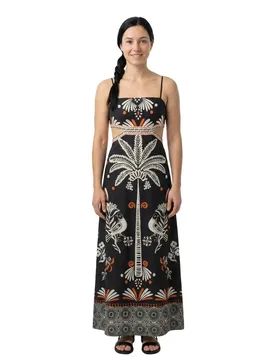 Robe Longue Sans Manches Statement Cut-out Jungle Fever Black 2XS - Superdry - FashionsVida