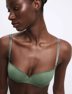 Boston Microfibre Wired Push Up Balcony Bra Smokey Green female - Autograph - FashionsVida