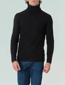 Dolcevita nero in cotone stretch bouclé - Priority House - FashionsVida