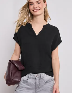 Blusenshirt in Musselin-Qualität female Schwarz - Street One - FashionsVida