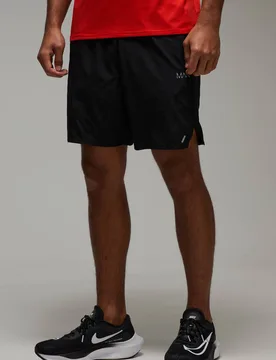 Men's Active Perforated Stretch Woven 7inch Shorts Black Size Medium Black M - boohooMAN - FashionsVida