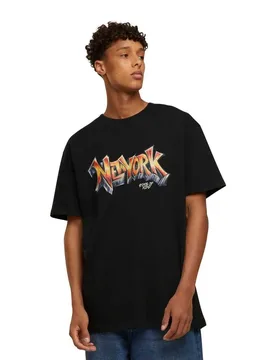 Maglietta A Maniche Corte Ny Graffiti Oversize Black XL - Mister TEE - FashionsVida