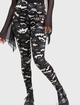 Gothic Leggings - The Lost Boys - The Lost Boys Leggings - XS bis S - für Damen - Größe XS - schwarz/weiß - Frauen - female - Killstar - FashionsVida