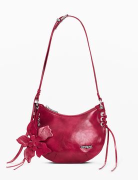 Porte-monnaie bandoulière fleur, , PolyurÉThane, Rouge, U