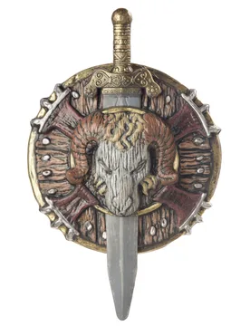Barbaren Schild und Schwert mit Widderschädel braun-grau 50cm - KARNEVAL-MEGASTORE - FashionsVida