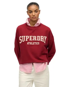 Sweat-shirt Athletic Essential Relaxed Applique Crew Bordeaux Red L