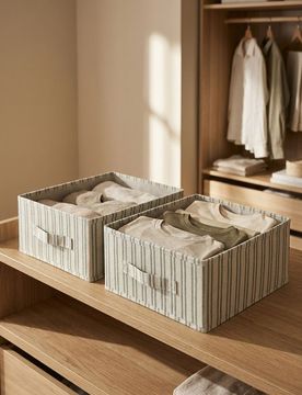 Scatole contenitore pieghevoli a righe 2 pack - verde