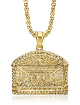 Vintage Christian Cross The Last Supper Pendant Gold Silver Color Stainless Steel Oil Painting Necklace for Woman Man Jewelry - Aliexpress - FashionsVida