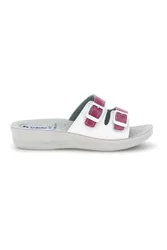 Ciabatte bianche e fucsia con doppia fibbia 62 VR 40