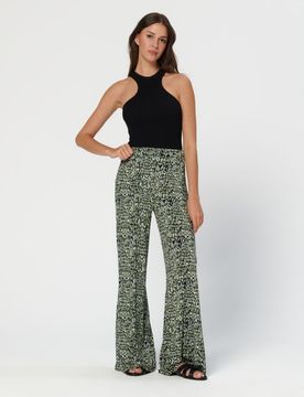 Pantaloni a gamba larga in viscosa - multicolor