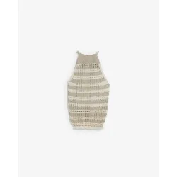 Top de crochet de mujer forrado con cuello halter