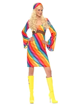 Hippie Damenkostüm Regenbogen bunt - female - RUBIES NL - FashionsVida