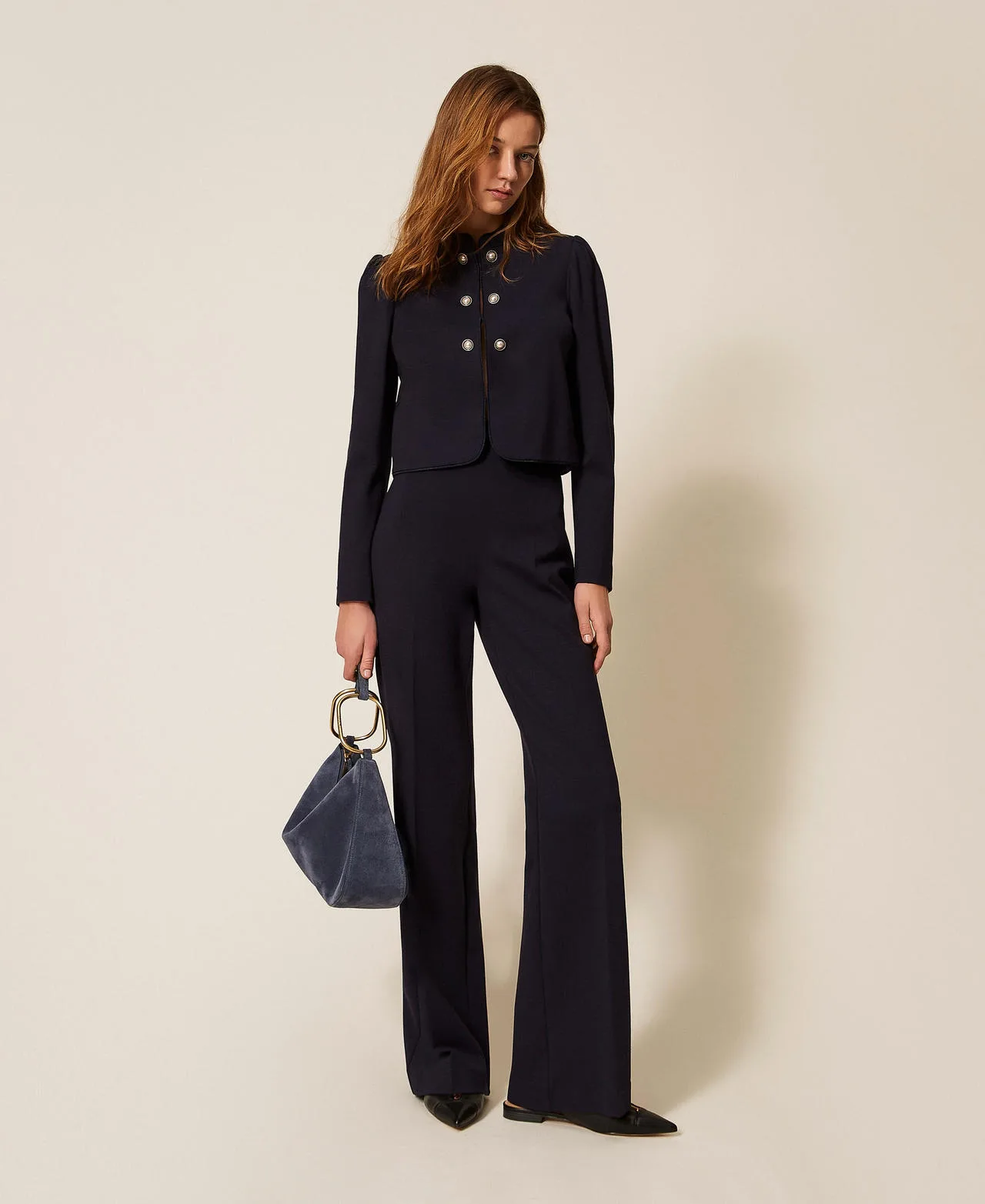 Pantalon ample avec boutons en perle - TWINSET - FashionsVida