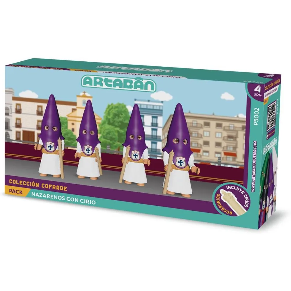 Pack 4 figuras Nazarenos con Cirio Hermandad de cola morada Artabán - ARTABÁN - FashionsVida