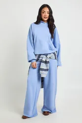 Womens Boxy Hoodie And Straight Leg Jogger Tracksuit - Blue - Size X-Large