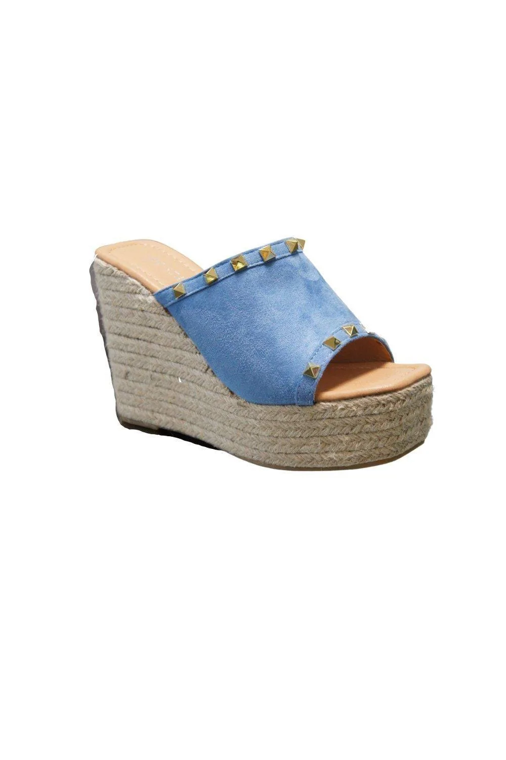 Summer Open Toe Espadrille Sandals - Blue - Size: 7.5 - IVACHY - FashionsVida