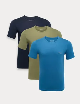 Pack Pure Cotton Crew Neck T-Shirts Green Mix male - BOSS - FashionsVida