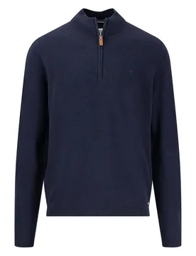 Maglione Con Mezza Zip Air Cotton Navy S - Fynch Hatton - FashionsVida