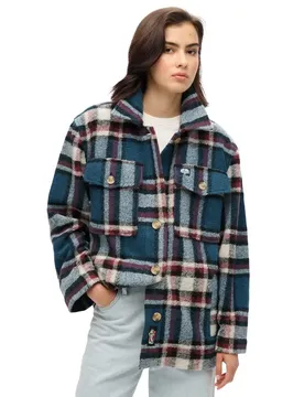 Camicia Overshirt Heavyweight Unlined Petrol Blue Check XS