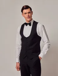 Slim Fit Pure Wool Waistcoat Black male