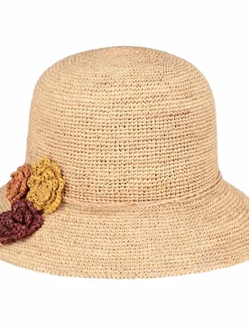 Three Blossoms Raffia Hat by - nature - Damen - Size: One Size - Gebeana - FashionsVida