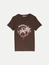 T-Shirt mit Frontprint Braun M